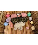 12 Assorted Rolls Of Yarn Lot Purple Yellow Brown Pink Blue Green Black - $10.00