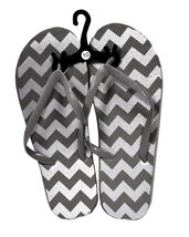 Womens Flip Flops Gray and Silver Chevron Pattern - $2.95+