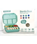 Bento Box On The Go Lunch Box Durable Plastic 4 Compartment 5 Cups - Brown - £11.80 GBP