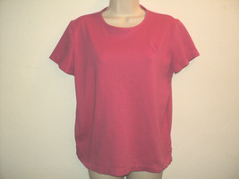 Liz Claiborne Top Size L Hot Pink Short Sleeves Cotton Rounded Neckline - £11.89 GBP