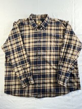 The Foundry Supply Co Adult Men&#39;s Button Down Shirt 3XLT Blue Navy Plaid Flannel - £12.55 GBP