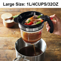 1L Gravy Fat Separator With Bottom Release 4-Cup Soup Oil Separator W/ S... - $32.99