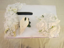 1969 Scary VINTAGE White Wedding Card Box With Doves, Flowers, Decorated - £51.62 GBP