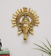 Metal Ganesha ji Statue,Ganpati Wall Hanging Sculpture Lord Ganesh Idol ... - $14.83