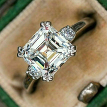 3.40Ct Asscher Schliff Labor Erstellt Diamant Solitaire Verlobungsring 925 Solid - £101.16 GBP