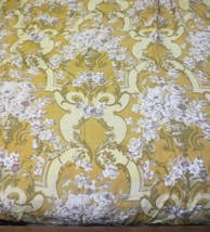 Vintage 70s Fabric Floral Gold Green Yellow White - £19.91 GBP
