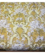 Vintage 70s Fabric Floral Gold Green Yellow White - $25.00