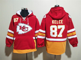 Travis Kelce #87 Kansas City Chiefs Red Lace-Up Pullover Pocket Hoodie -... - $61.99