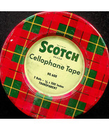 Scotch Tape Round Metal Storage Tin No. 600 - Red Plaid - Vintage - $11.74