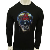 Nwt Death Skull Headphones Horror Scary Gothic Men&#39;s Long Sleeve T-SHIRT - £13.65 GBP