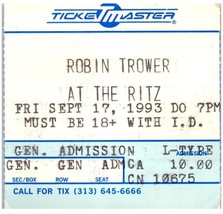 Vintage Robin Trower Concerto Ticket Stub Settembre 17 1993 Roseville Michigan - £32.15 GBP