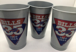 Buffalo Bills AFC Champ 90, 91, 92, 93 Football 35th Anniversary 3 Plastic Cups  - £15.47 GBP