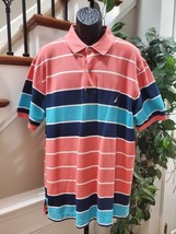 Nautica Men&#39;s Multicolor Cotton Striped Half Sleeve Casual Polo Shirt Size 1X - £18.04 GBP