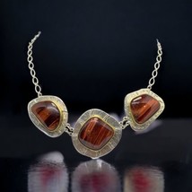 Silpada N3346 Sterling Silver 925 Red Rocks Tigers Eye Brass accent Necklace 20” - £100.22 GBP