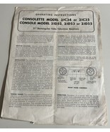 Op  Instructions Model 21C34, 35 Console Model 21D52. 53, 55 Tube Televi... - $9.41