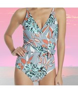 NICOLE MILLER Floral Tropical Wrap One Piece Swimsuit Size 10 - $46.44 CAD
