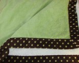 Koala Baby Blanket Babies R Us green plush velour cream sherpa brown dot... - $19.79