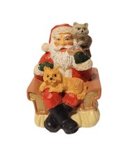 Vintage Santa Sitting in Armchair w/ 2 Cats Minifigure Dollhouse Collectible  - £9.37 GBP