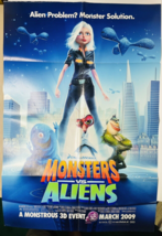 Monsters Vs Aliens Movie Poster 27x40 Kids Girls Room Decor Animated Space - $15.63