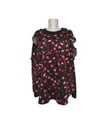 Lane Bryant 14/16 Hi Lo Satin Black w/Roses Crocheted Lace Sleeve Cutouts - $10.89