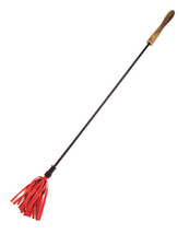 Rouge Leather Riding Crop W/rounded Wooden Handle - Red - $16.68