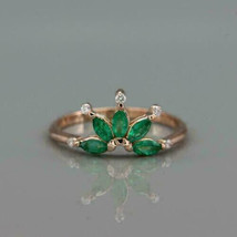 3 Ct Marquise CZ GreenEmerald Design Engagement Ring 14K Rose Gold Plated-Silver - £89.91 GBP