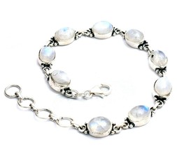 925 Sterling Silver Natural Moonstone Gemstone Handmade Bracelet Women&#39;s Gift BS - £75.05 GBP