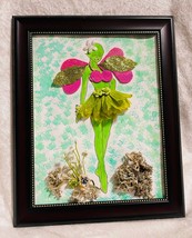 Handcrafted Paper Art Green Fairy Wall Paper Art Framed - $24.99