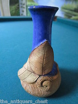 Chinese ceramic and mud modeled vase, blue and terracotta, no marks, 5 1/2&quot; [78] - $74.25