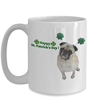 St. Patrick's Day Pug Diva - Novelty 15oz White Ceramic Pug Mug - Perfect Annive - $21.99