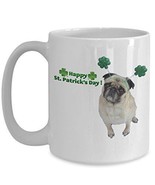 St. Patrick&#39;s Day Pug Diva - Novelty 15oz White Ceramic Pug Mug - Perfec... - £17.22 GBP
