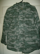 NEW Womens Anorak Parka Jacket ladies sz S green camouflage canvas camo print - £15.11 GBP