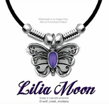 PURPLE LILIA MOON BUTTERFLY NECKLACE BUTTERFLIES JEWELRY GIFT SALE  FREE SHIP L* - $20.76