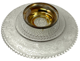 Crystal & Silver Plate Pedestal Server Candy Dish Plate Collectible  5.75" image 11