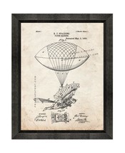 Flying Machine Patent Print Old Look with Beveled Wood Frame - £18.65 GBP+