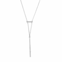 925 Sterling Silver Simulated Diamond Bar Pendant &quot;Y&quot; Drop Party Necklace 16+2&quot; - £88.53 GBP