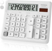 Twelve-Digit Desk Calculator With Large Computer Keys, Dual Power Source... - $31.97