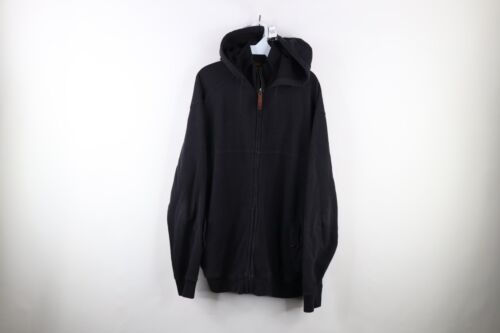 Vintage Woolrich Mens XL Faded Spell Out Script Full Zip Hoodie Sweatshirt Black - £60.95 GBP