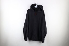 Vintage Woolrich Mens XL Faded Spell Out Script Full Zip Hoodie Sweatshirt Black - £63.12 GBP