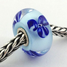 Authentic Trollbeads Murano Light Blue Flower Bead Charm 61156, New - $21.84