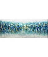 Amei Art,24X60Inch Large Hand Painted Abstract Textured Gold Blue Artwork - $168.99