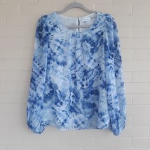 Calvin Klein Tie Dye Blue White Large Two Piece Sheer Women Blouse - £7.77 GBP