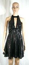 Free People Film Noir Sequin Mini Dress Black Fit and Flare  Womens Size 2 EUC - £48.21 GBP
