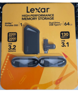 Lexar Blaze 1TB Portable External SSD USB 3.2 Gen 2x2 NVMe 64GB USB-C Fl... - $148.49