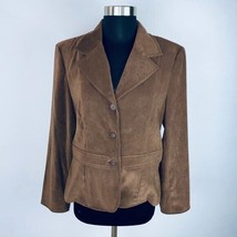 Norton McNaughton Womens Button Down Faux Suede Brown Jacket Shirt 8 - £13.89 GBP