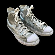 Converse All Star Youth High Top Sneakers Size 3 Metallic Silver 353346C - $14.39