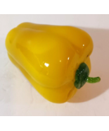 Vintage BELL PEPPER YELLOW ART GLASS Hand Blown Vegetable 4.5&quot; - $6.40