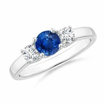 ANGARA Classic Round Sapphire and Diamond Three Stone Ring for Women in ... - £1,576.31 GBP