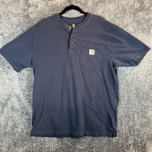 Carhartt Shirt Mens Medium Dark Blue Original Fit Henley Work Casual Out... - $9.93