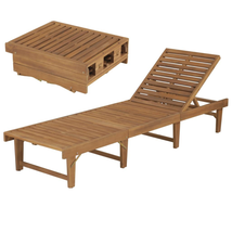 Adjustable Wooden Folding Pool Sun Lounger Garden Patio Yard Wood Beds C... - £160.30 GBP